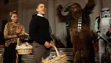 عکس: اوباما و خانواده اش در جشن هالووین