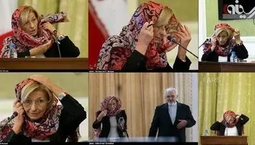 عکس: درگیری وزیر خارجه ایتالیا با حجابش!