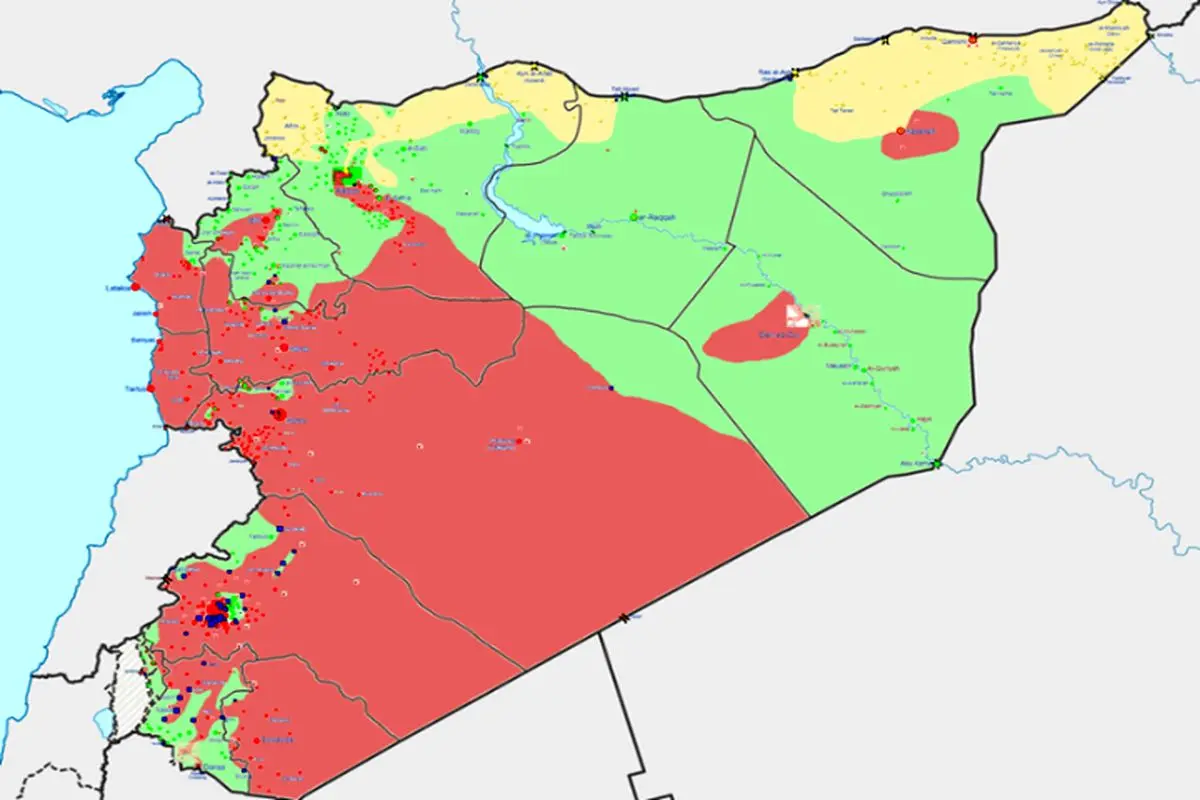 چقدر از سوریه در دست مخالفان و حکومت بشار اسد است؟