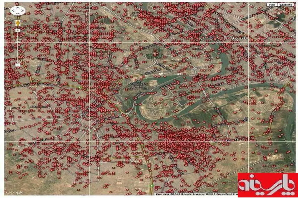 عکس:نقشه وقوع انفجارهای انتحاری در بغداد