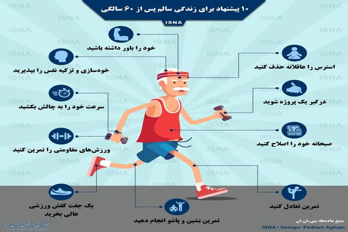 ۱۰ پیشنهاد برای زندگی سالم‌ پس از ۶۰ سالگی