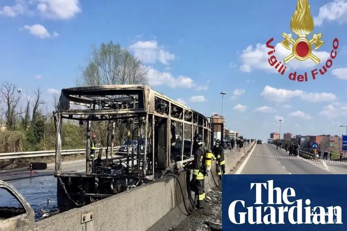 نجات ۵۱ دانش‌آموز از اتوبوس آتش گرفته در ایتالیا