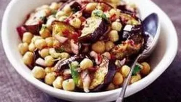 طرز تهیه “سالاد گرم بادمجان و نخود”