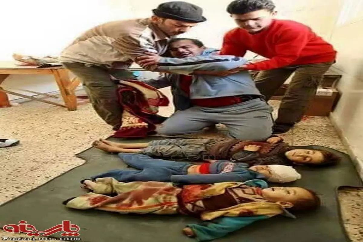 عکس:پدر ترکمن سوری بالای جنازه سه کودکش