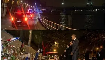 عکس/ ادای احترام اوباما به کشته شدگان پاریس