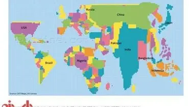 عکس:اگر قرار بود کشورها با توجه به "جمعیت"، وسعت داشتند!