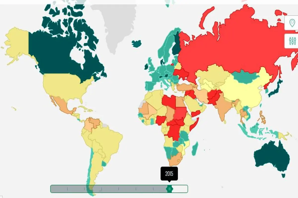 امن‌ترین و خطرناک‌ترین کشورهای جهان  +نمودار و جدول