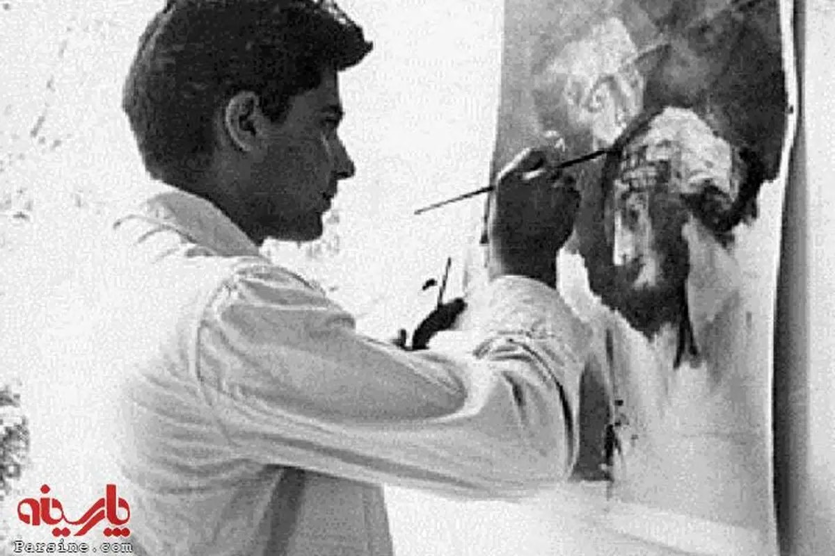 عکس:سیدمرتضی آوینی در حال نقاشی در سالهای جوانی