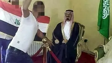 عکس/ پرتاب لنگه کفش به تندیس شاه سعودی