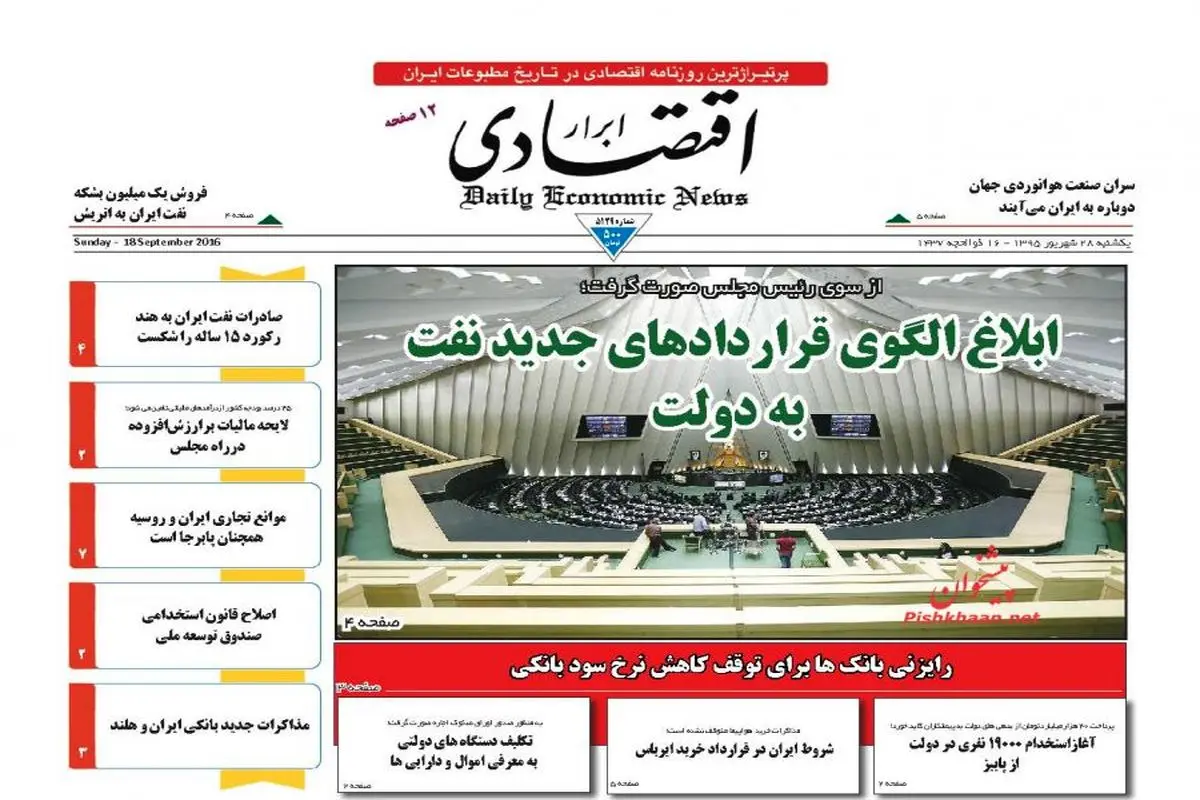 صفحه نخست روزنامه‌های اقتصادی ۲۸شهریور ۹۵