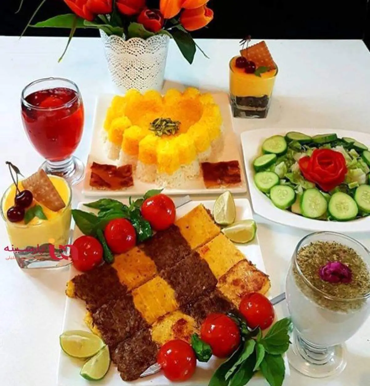 کباب تابه ای دورنگ