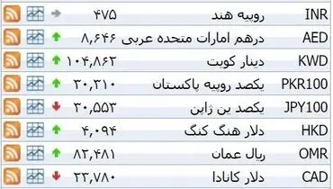 نرخ ۳۹ نوع ارز بانکی دوشنبه