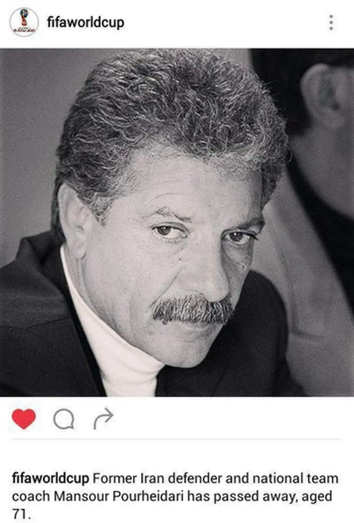تسلیت فیفا برای درگذشت منصور پورحیدری+عکس