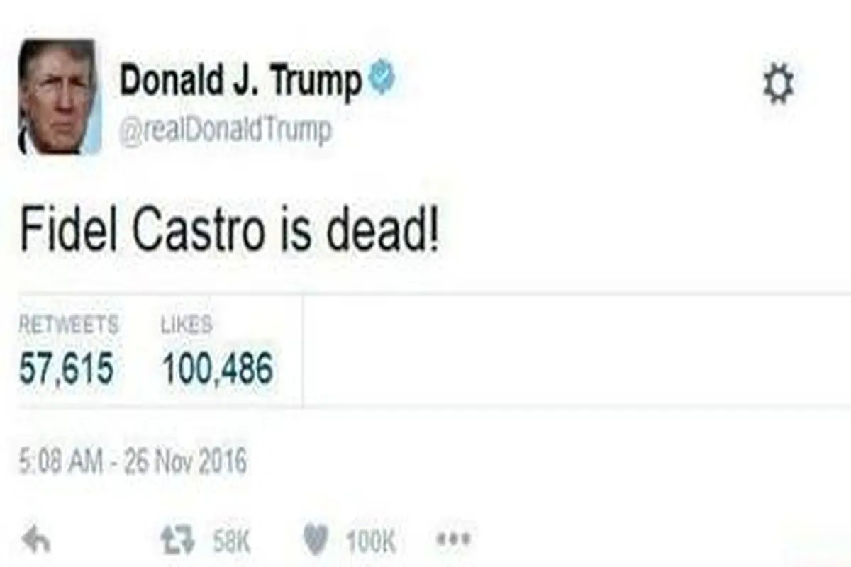 واکنش عجیب ترامپ:  فیدل کاسترو مُرد!+عکس