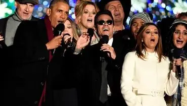 همخوانی اوباما و مارک آنتونی در جشن ملی درخت کریسمس/عکس