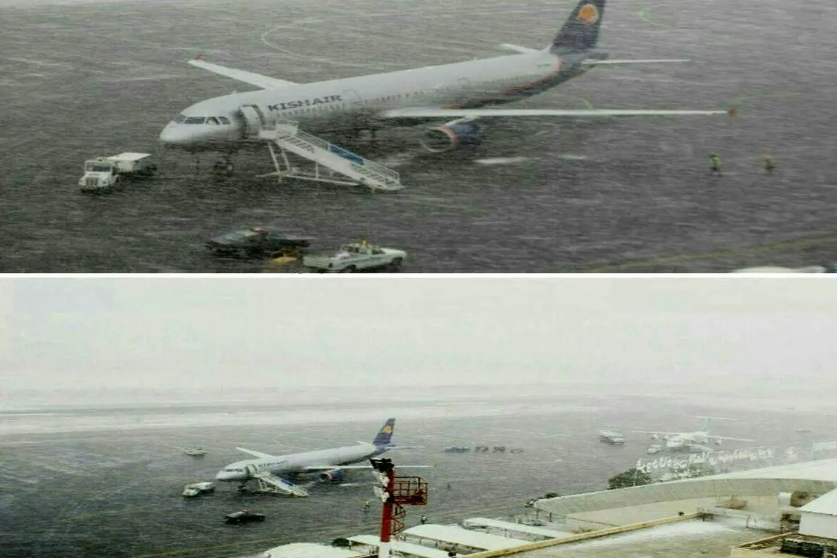 باند فرودگاه بین المللی تبریز یخ زد! +عکس