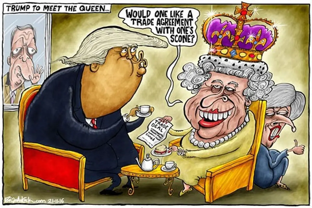 ملاقات ترامپ و ملکه انگلیس/کارتون