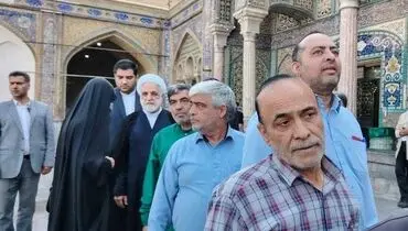 حضور محسنی اژه ای در حرم عبدالعظیم برای رای دادن+ فیلم‌
