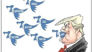 این هم توئیت‌های تازه ترامپ با شمایل کرکس!/کاریکاتور