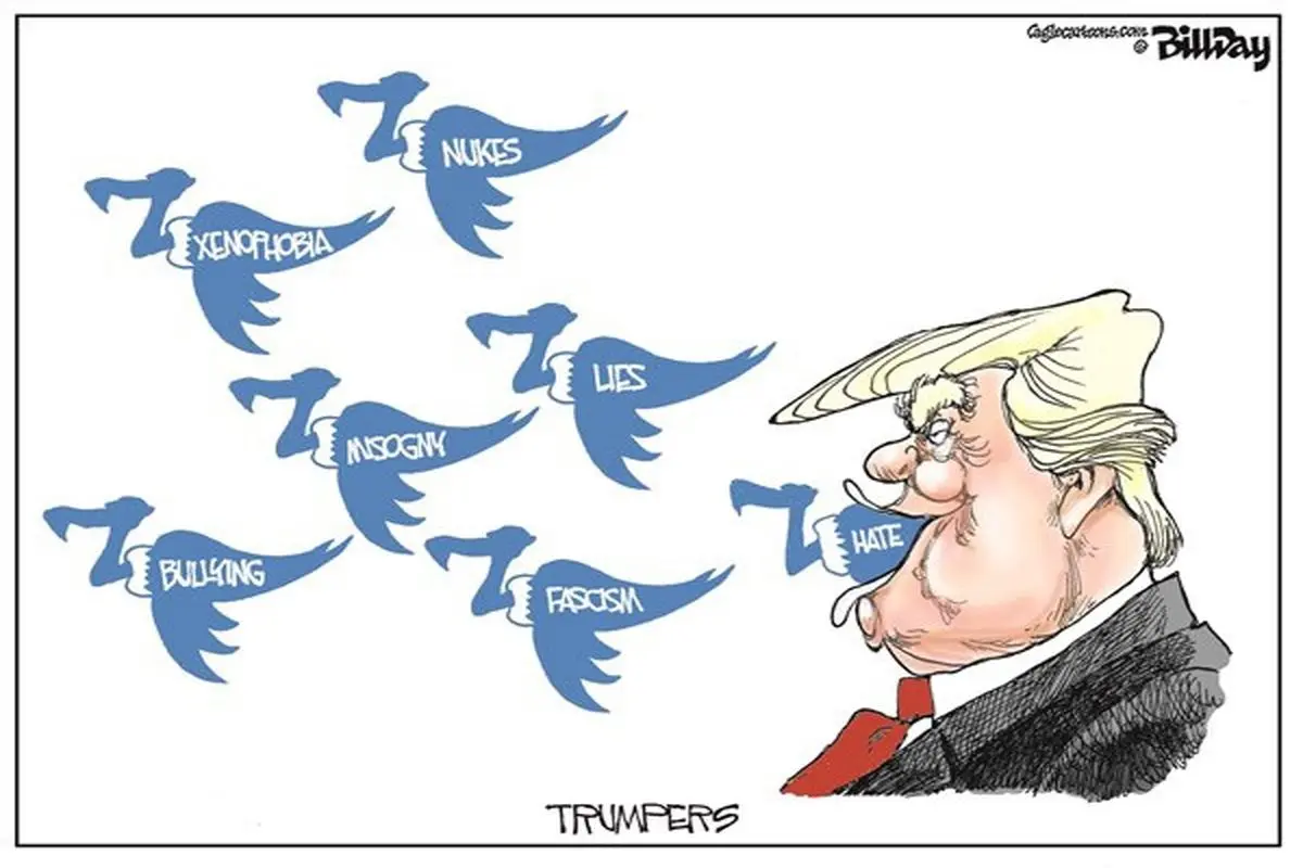 این هم توئیت‌های تازه ترامپ با شمایل کرکس!/کاریکاتور