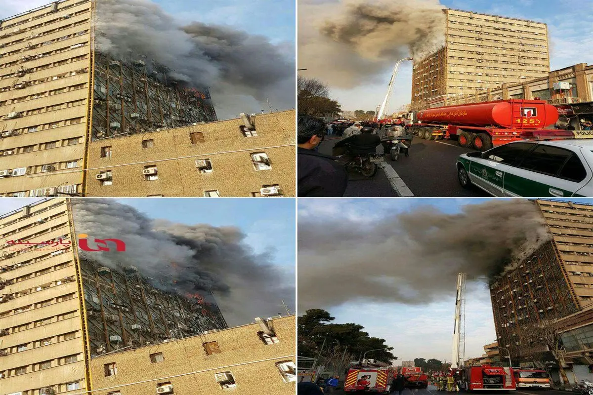 آتش سوزی گسترده در ساختمان پلاسکو+عکس