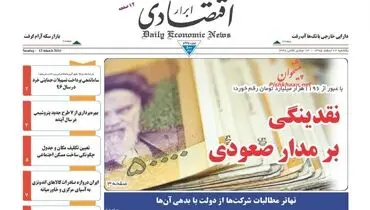 صفحه نخست روزنامه‌های اقتصادی ۲۲اسفند ۹۵