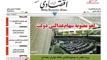 صفحه نخست روزنامه‌های اقتصادی ۲۰ فروردین ۹۶