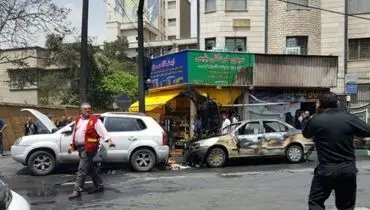 نشت بنزین و آتش سوزی در خیابان شریعتی تهران