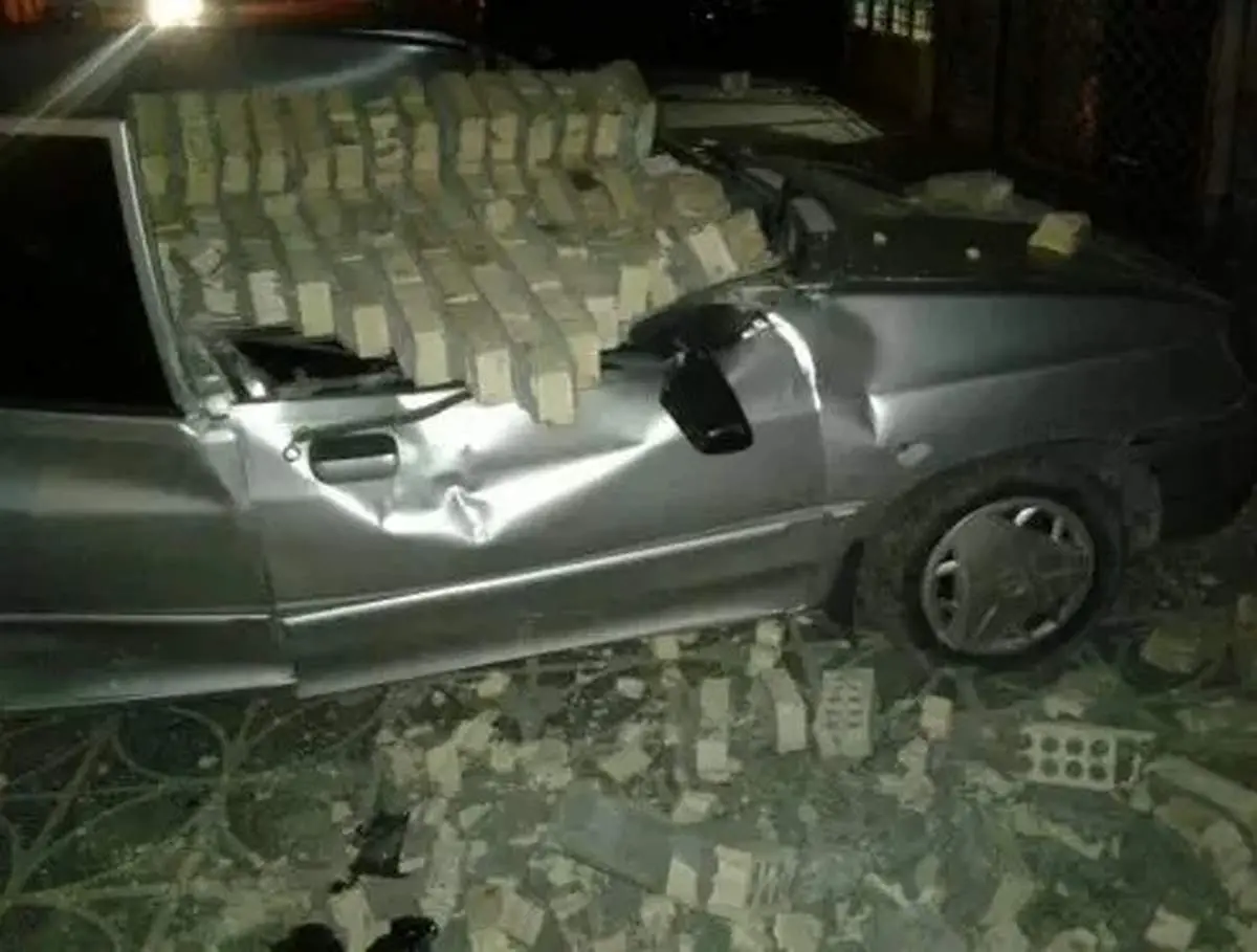 پرایدی که زیر آوار در زلزله بجنورد له شد +عکس