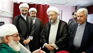 عیادت رئیس قوه قضائیه از آیت الله هاشمی شاهرودی+عکس