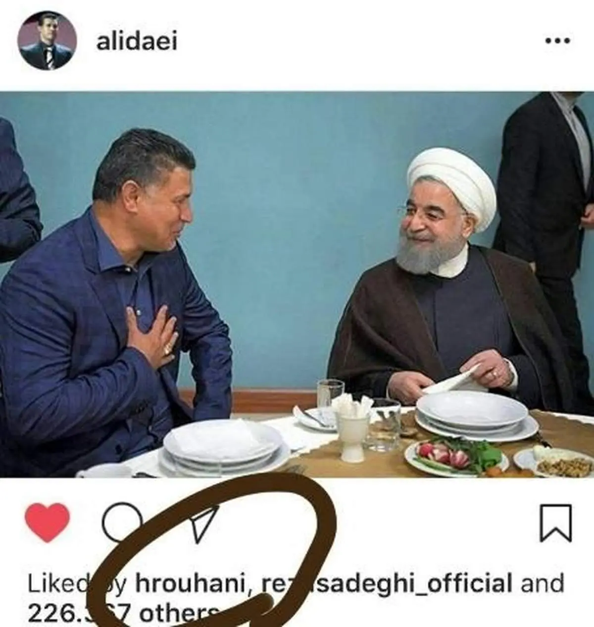 رئیس جمهور پست دایی را لایک کرد!