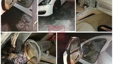 آتش سوزی ناگهانی پورشه در بزرگراه همت