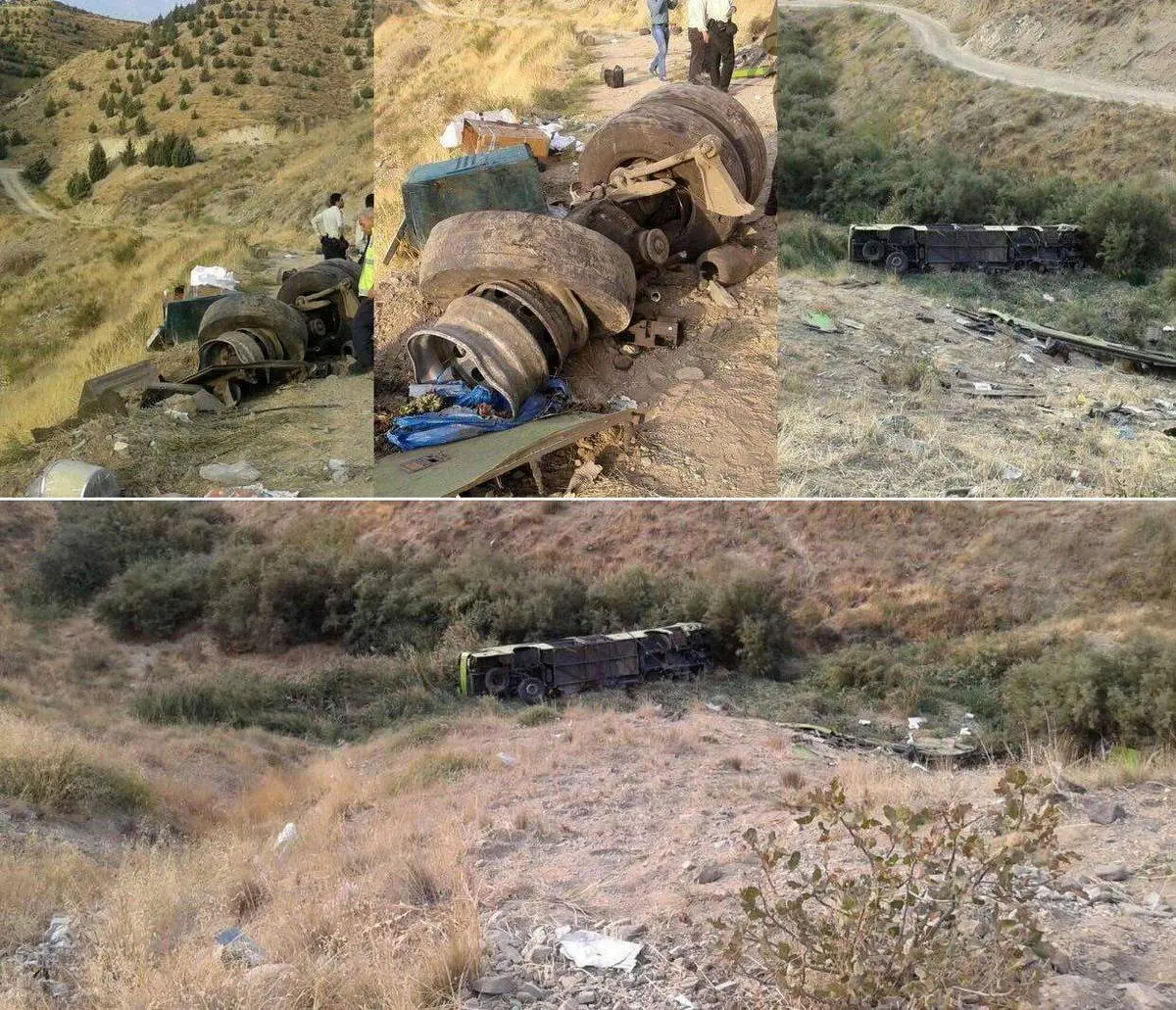 تصویری دلخراش از سقوط مرگبار اتوبوس به دره