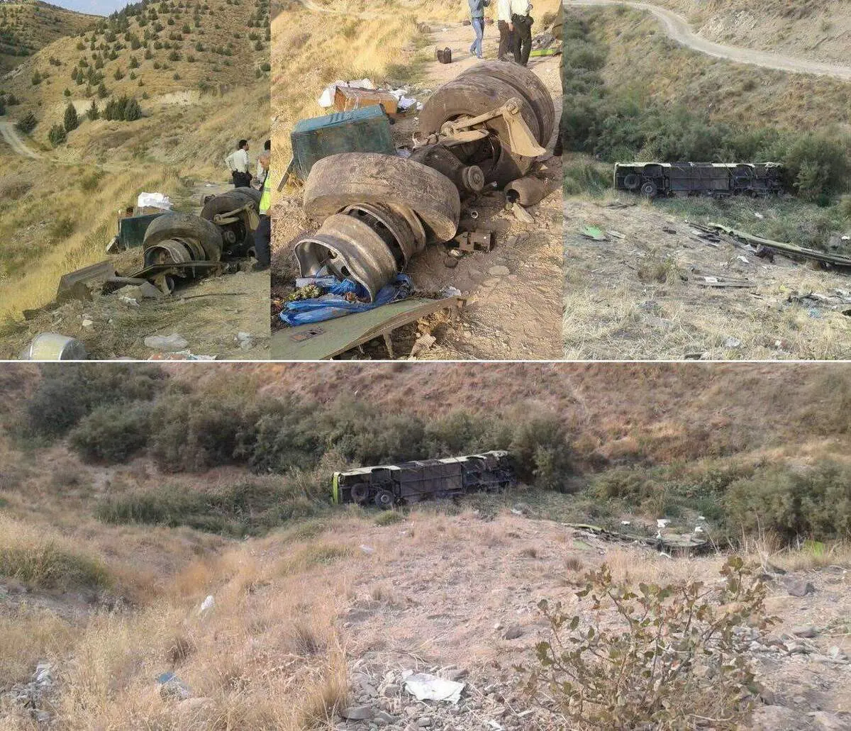 تصویری دلخراش از سقوط مرگبار اتوبوس به دره