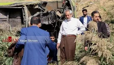 دادستان تهران در محل حادثه واژگونی اتوبوس