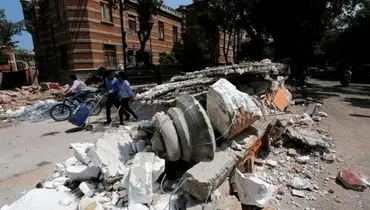 لحظه ریزش ساختمان در زلزله مکزیک