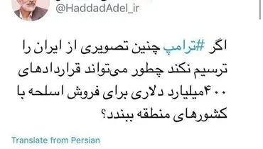 کنایه سنگین حدادعادل به ترامپ