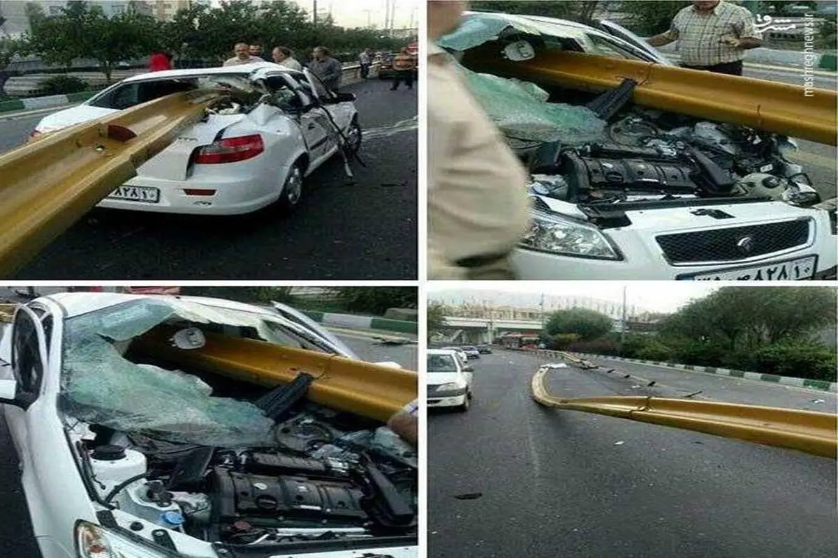 حادثه وحشتناک برای یک خودرو در تهران!
