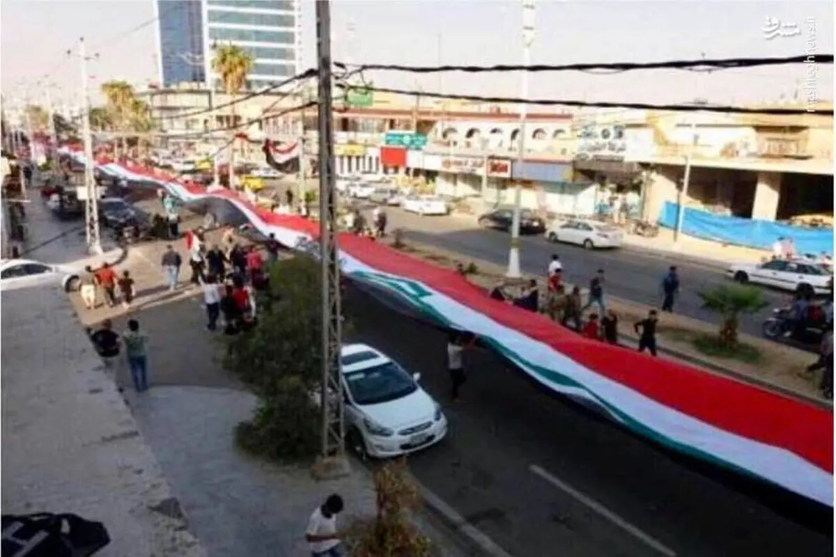 پرچم ۵۰۰متری عراق بردوش مردم کرکوک