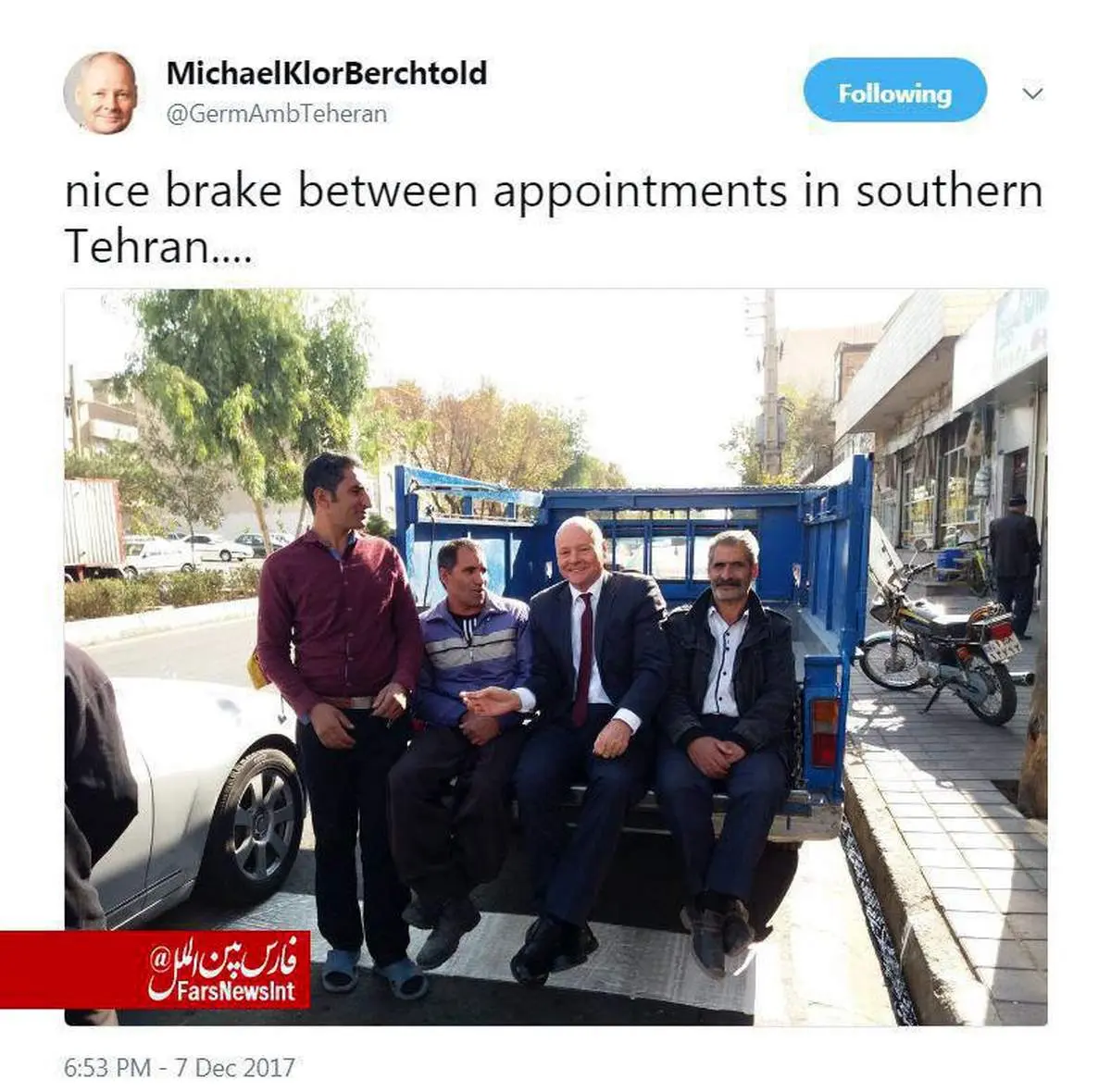 نیسان سواری سفیر آلمان در تهران+عکس