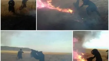 تلاش خانم مدیر برای خاموش کردن آتش با چادر!