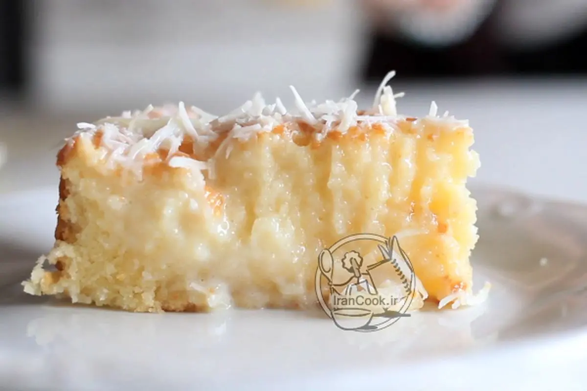 کیک خیس نارگیلی کیکی نرم و شیرین