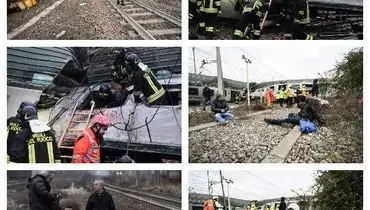 خروج قطار از ريل در ايتاليا با ۲ کشته و بيش از ۱۰۰ زخمي +عکس