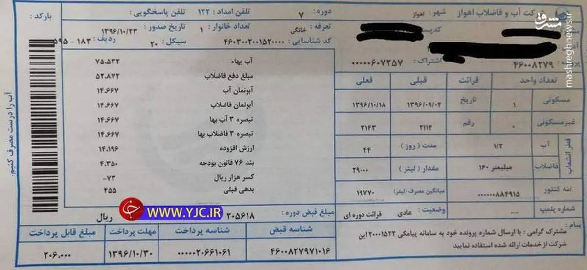 قبض آب یا منوی رستوران! +عکس