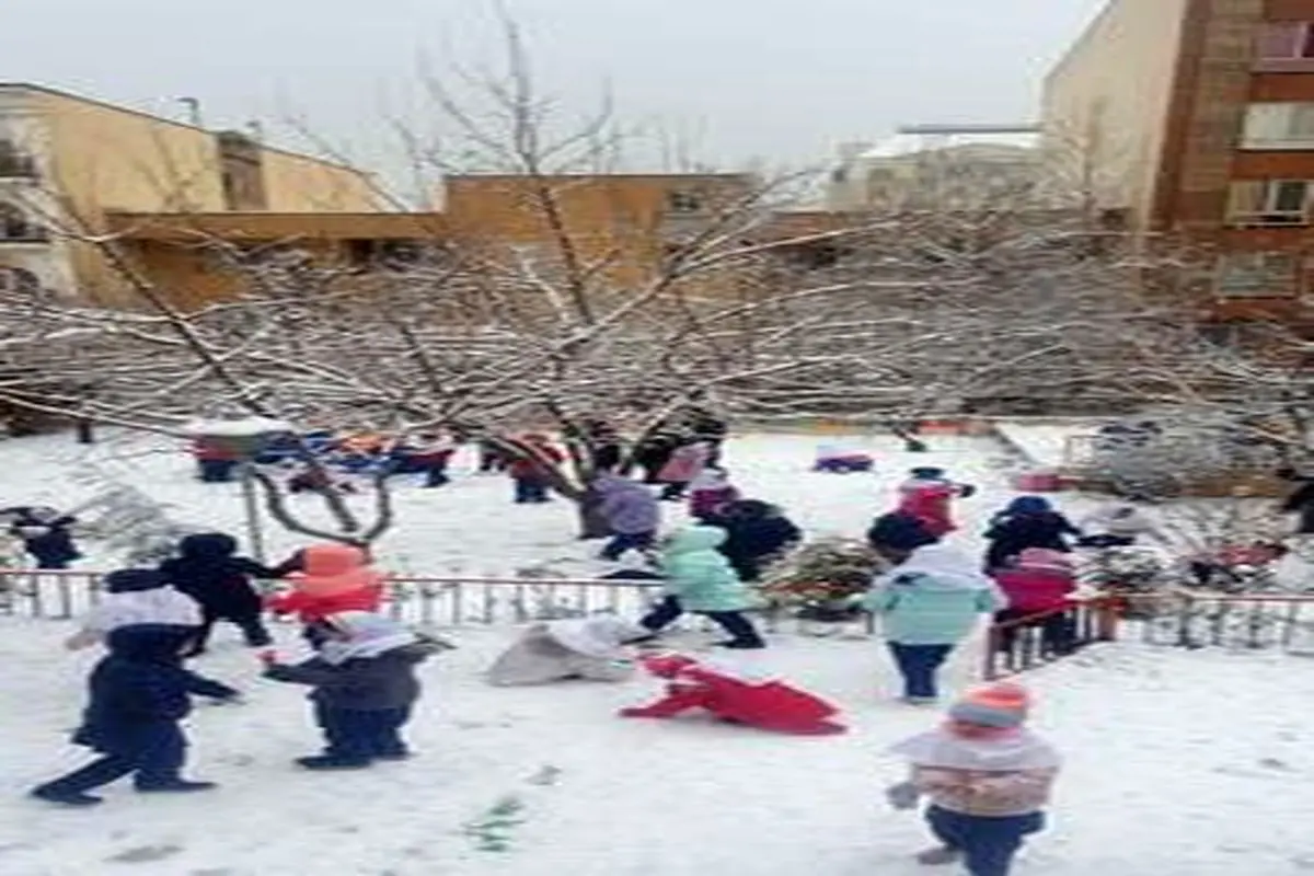 برف بازی در شمال تهران (عکس)