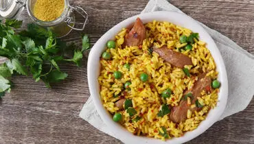 پلوی گوشت و نخودفرنگی غذایی جدید