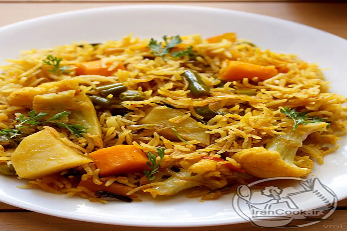 پلو سبزیجات هندی غذایی خوش طعم