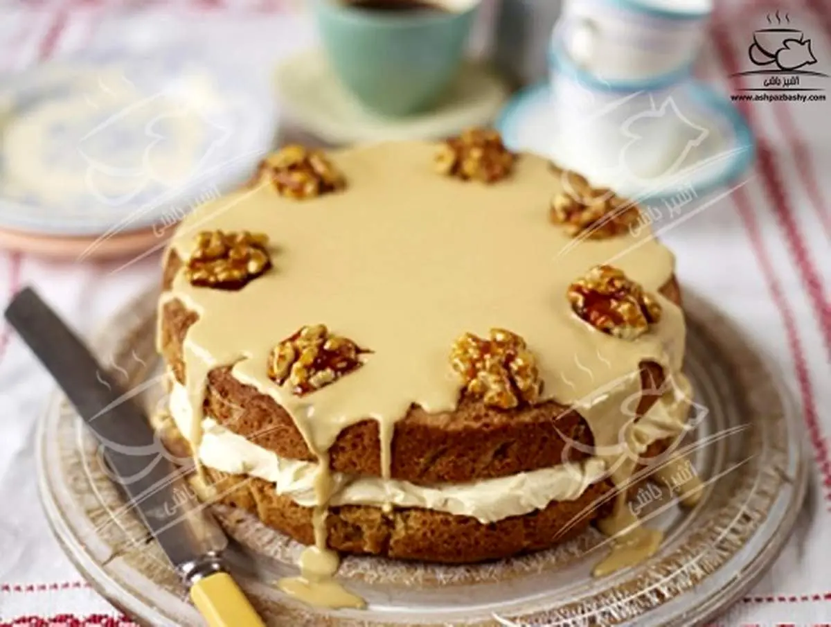 کیک قهوه و گردو عصرانه ای خوشمزه