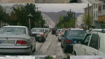 بارش تگرگ بهاری در سمنان +عکس