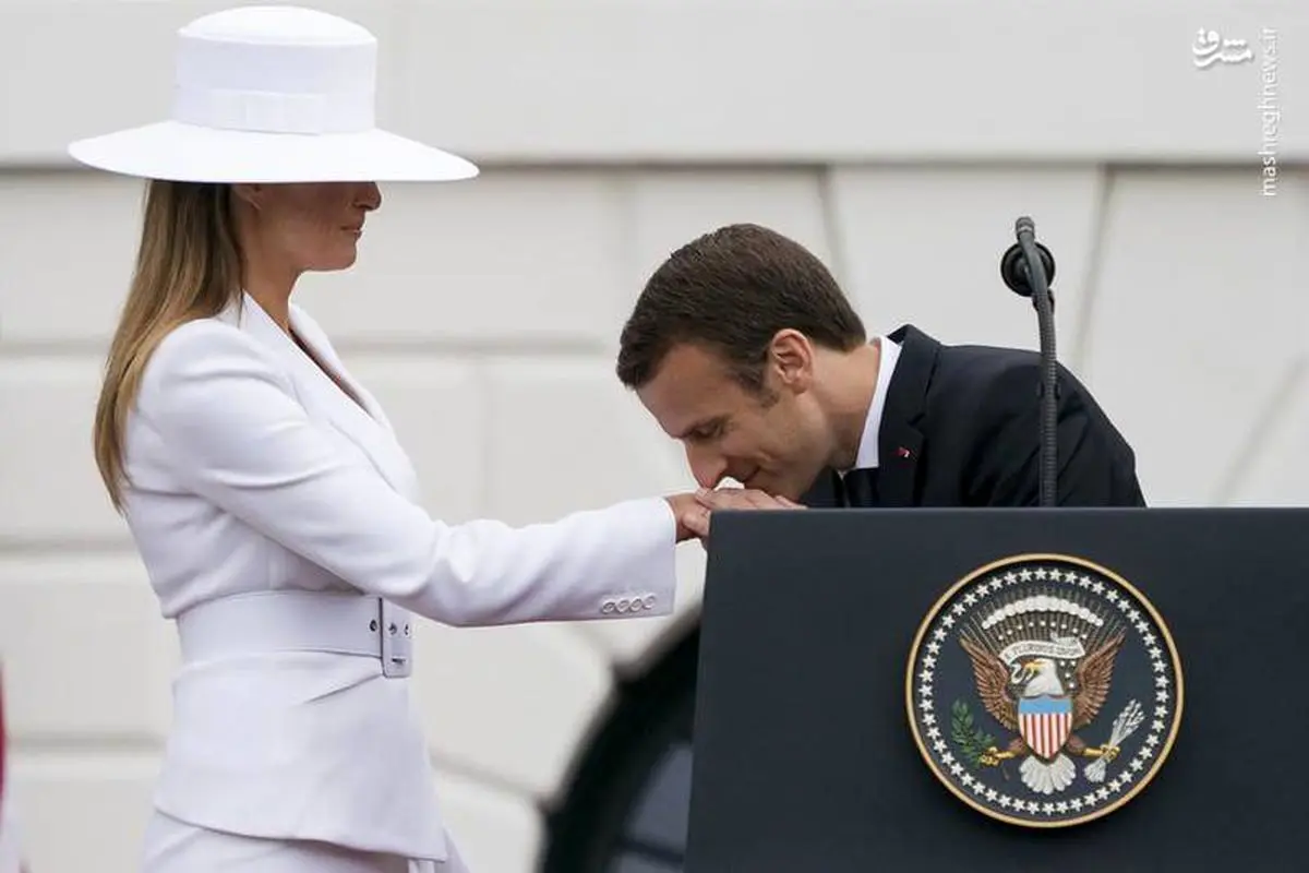 بوسه ماکرون به دست همسر ترامپ! +عکس